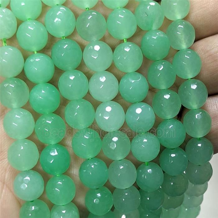 Green Jade Beads Dye Faceted Round