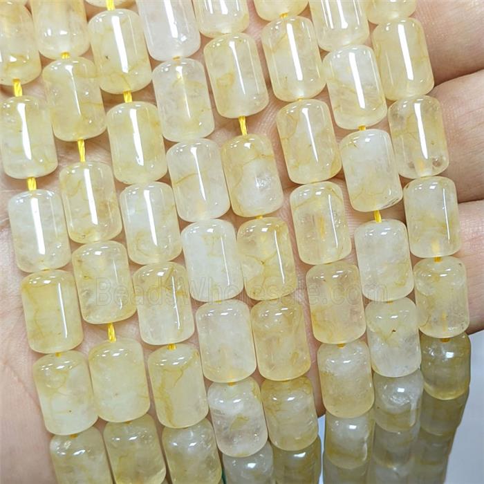 Natural Quartzite Jade Tube Beads Yellow Dye