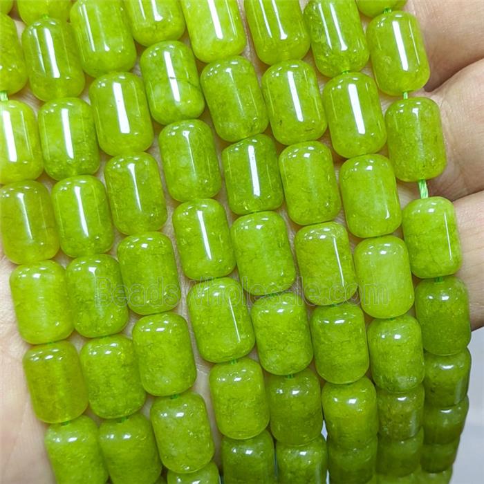 Natural Quartzite Jade Tube Beads Olive Dye