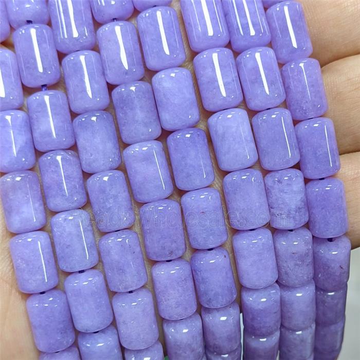 Natural Sponge Jade Tube Beads Lavender Dye
