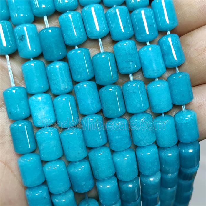 Natural Sponge Jade Tube Beads Teal Dye