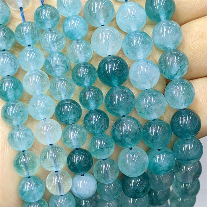 Teal Quartzite Jade Round Beads Smooth Dye