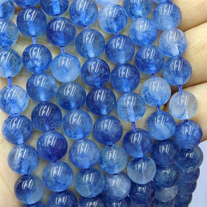 Blue Quartzite Jade Round Beads Smooth Dye