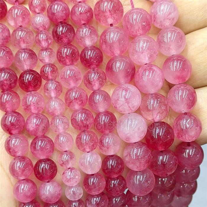 Red Quartzite Jade Round Beads Smooth Dye