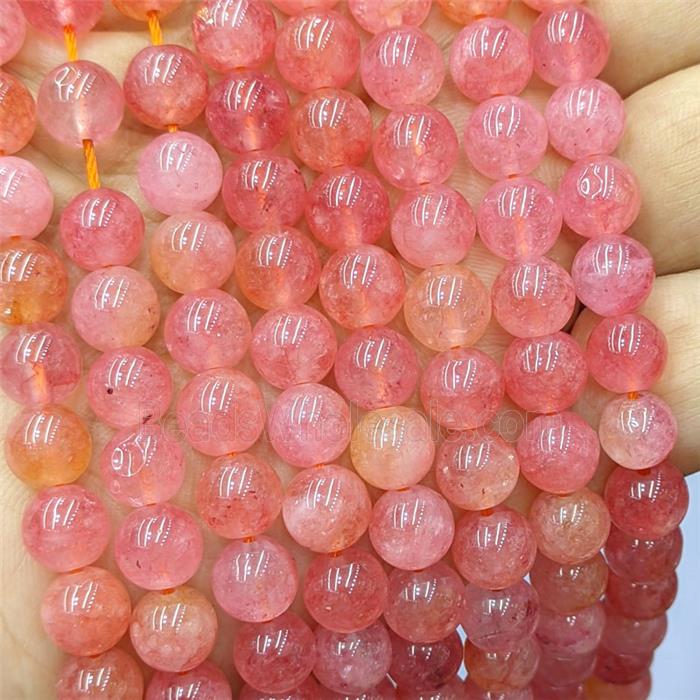 Red Quartzite Jade Round Beads Smooth Dye