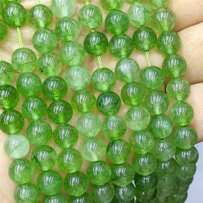 Green Quartzite Jade Round Beads Smooth Dye