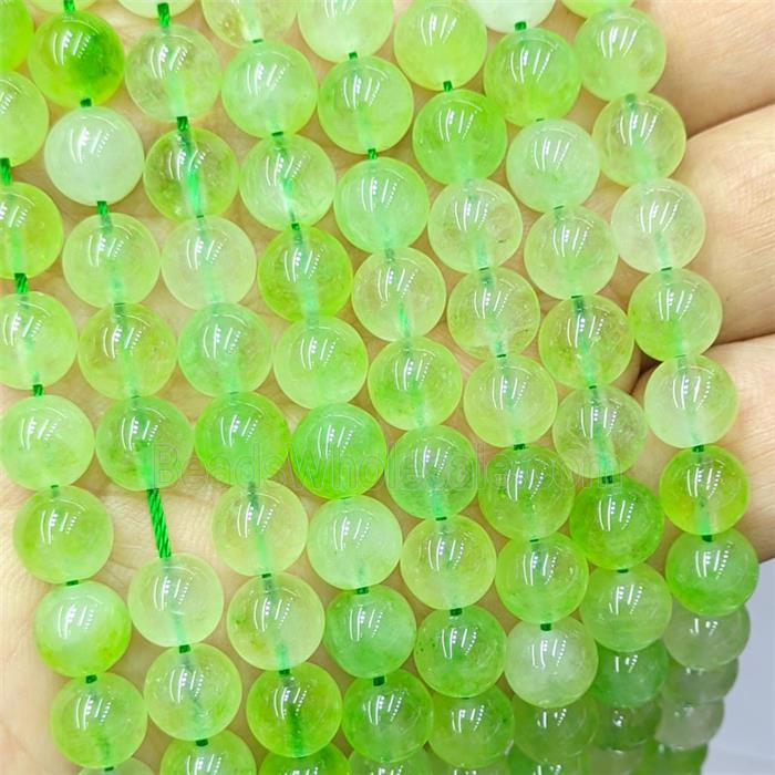 Olive Quartzite Jade Round Beads Smooth Dye