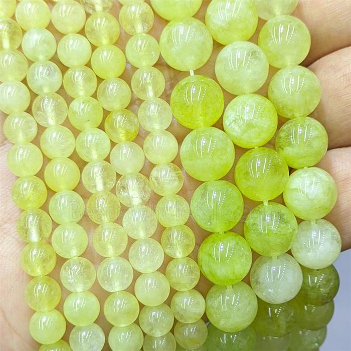 Olive Quartzite Jade Round Beads Smooth Dye