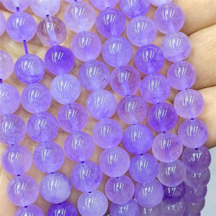 Purple Quartzite Jade Round Beads Smooth Dye