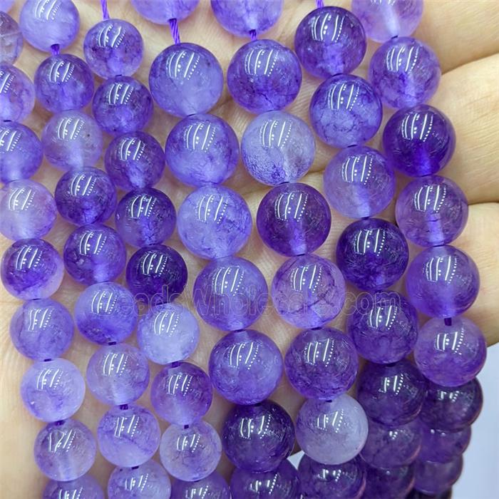 Purple Quartzite Jade Round Beads Smooth Dye