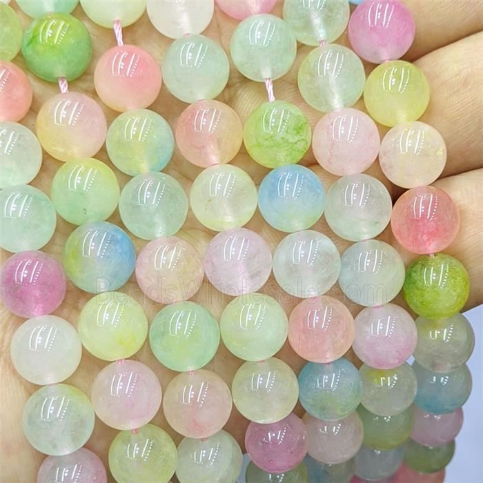 Quartzite Jade Round Beads Smooth Dye Mixed Color