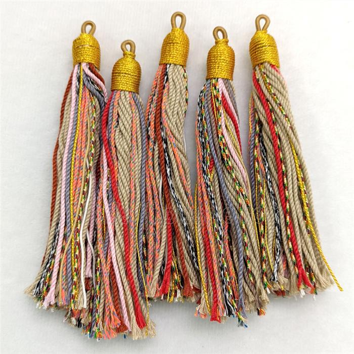 Khaki Cotton Cord Tassel Pendant