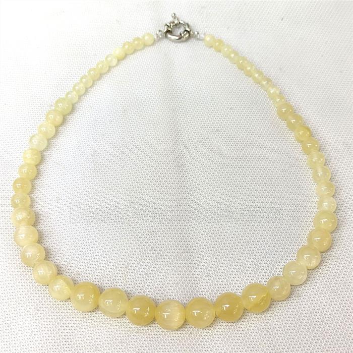 Yellow Selenite Graduated Necklace Smooth Round