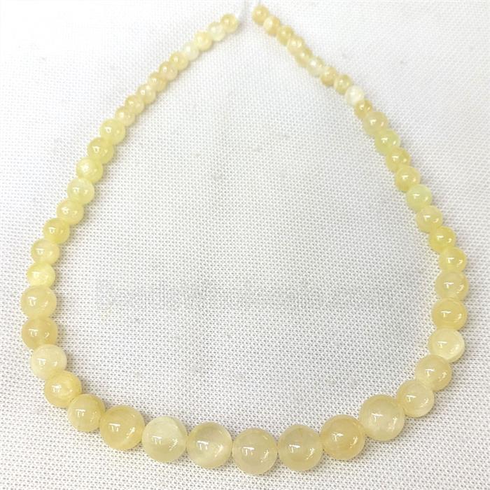 Yellow Selenite Graduated Beads Smooth Round
