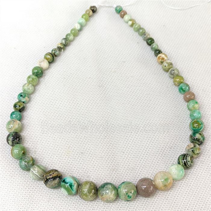 Natural Green Striped Jadeite Graduated Beads Banded Smooth Round