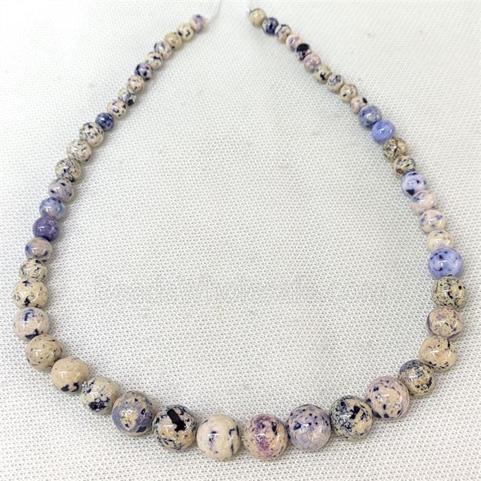 Natural River Jasper Graduated Beads Purple Dye Smooth Round