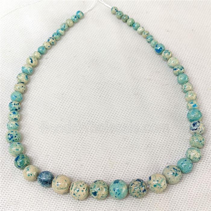 Natural River Jasper Graduated Beads Teal Dye Smooth Round