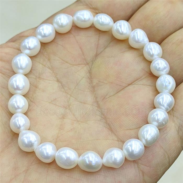 Natural White Pearl Bracelet Stretchy