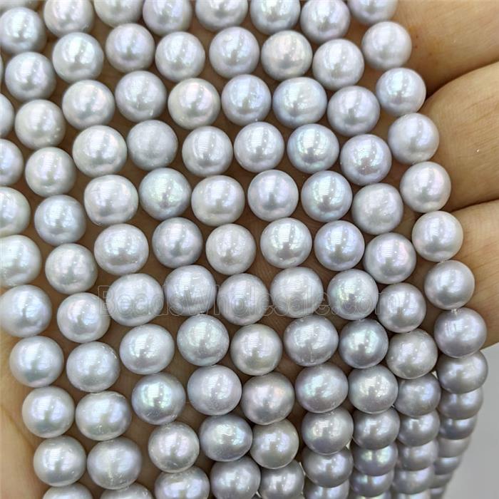 Natural Grey Freshwater Pearl Beads Smooth Round AA-Grade