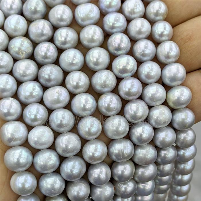 Natural Grey Freshwater Pearl Beads Round