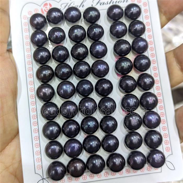 Black Freshwater Pearl Beads HalfHole Drilled