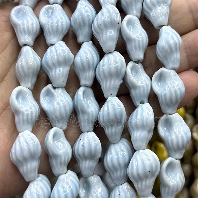 Porcelain Beads Oyster Shell Lt.blue