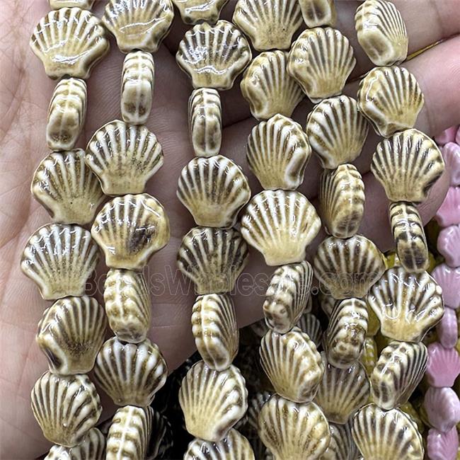 Porcelain Beads Scallop Shell Coffee