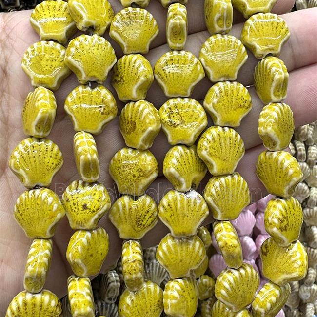 Porcelain Beads Scallop Shell Yellow