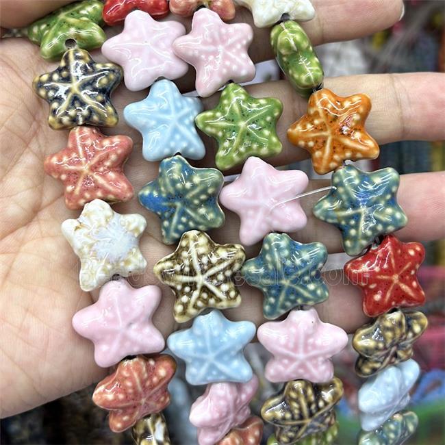 Porcelain Starfish Beads Mixed Color