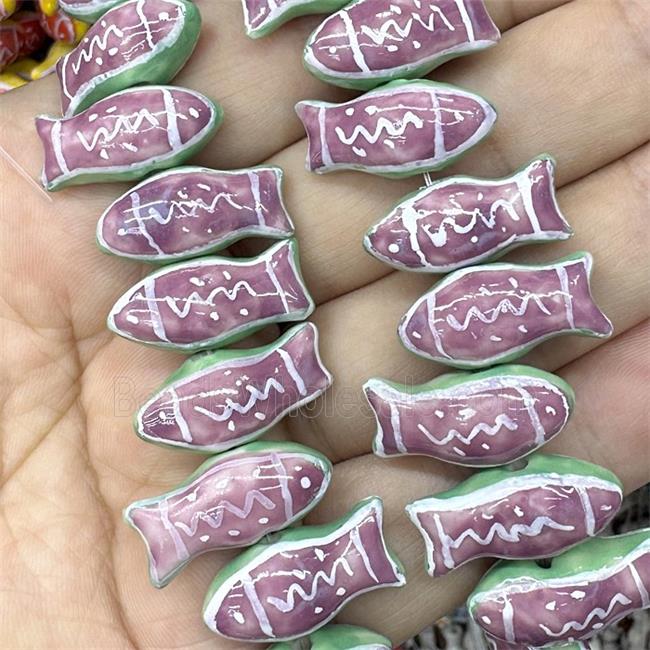Porcelain Fish Beads Lilac