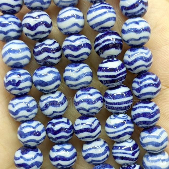 Porcelain Round Beads Blue Wave