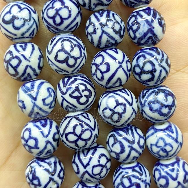Porcelain Round Beads Blue