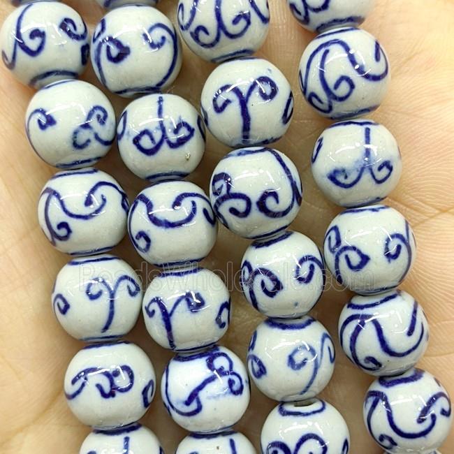 Porcelain Round Beads Blue