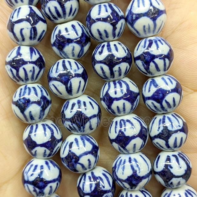 Porcelain Round Beads Blue