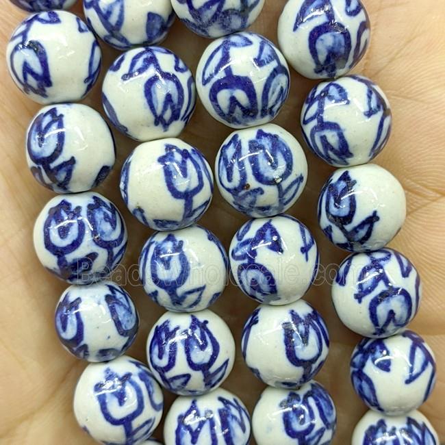 Porcelain Round Beads Blue