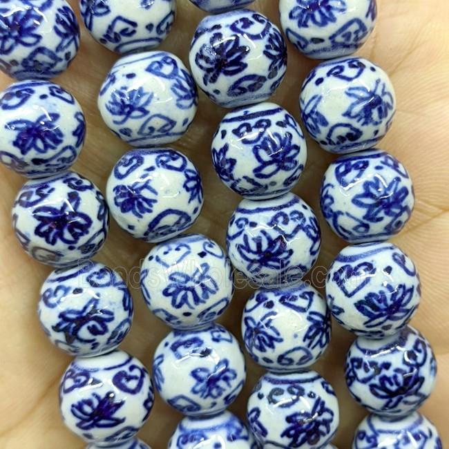 Porcelain Round Beads Blue