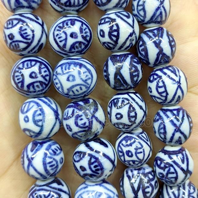 Porcelain Round Beads Blue