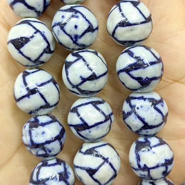 Porcelain Round Beads Blue