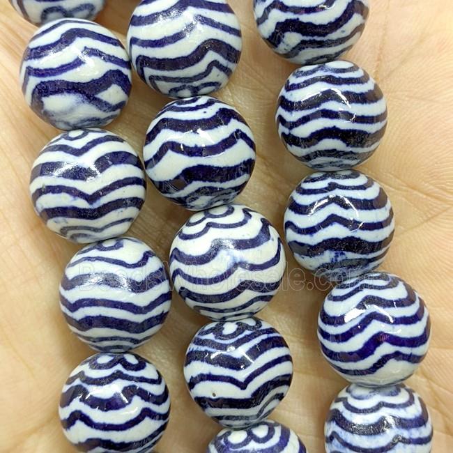 Porcelain Round Beads Blue Wave