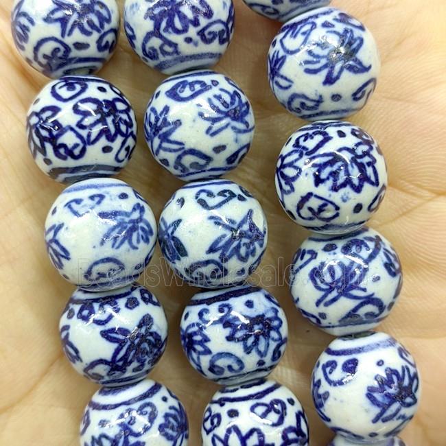 Porcelain Round Beads Blue