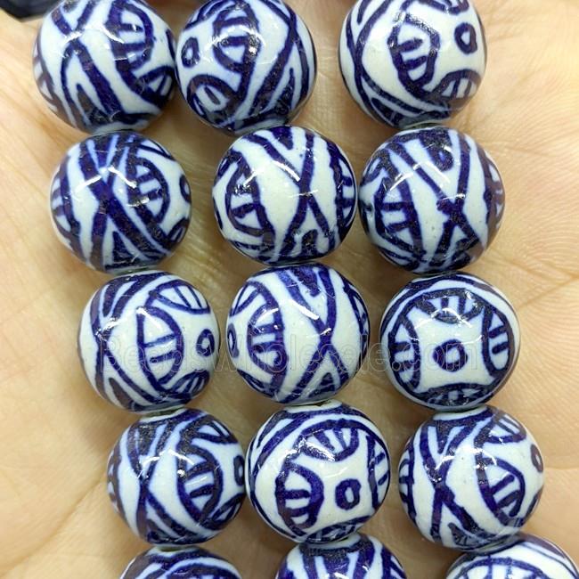Porcelain Round Beads Blue