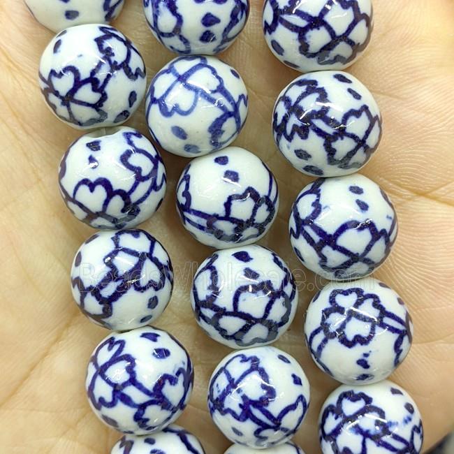 Porcelain Round Beads Blue