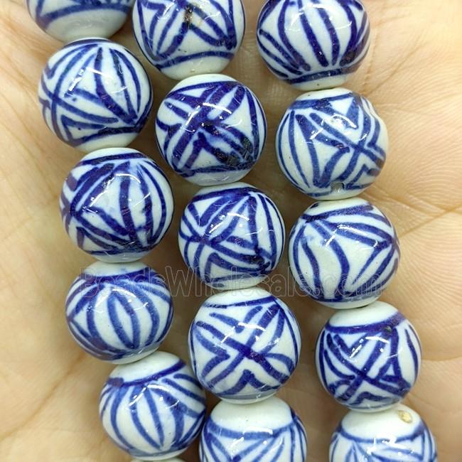 Porcelain Round Beads Blue