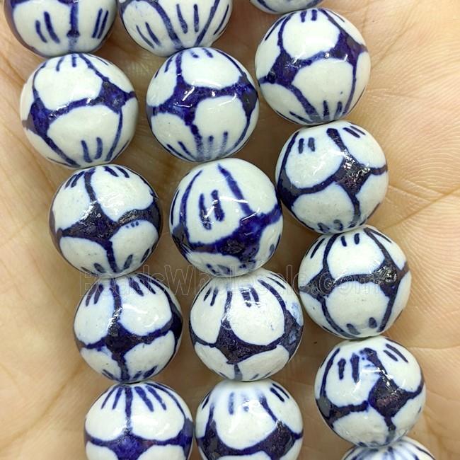 Porcelain Round Beads Blue