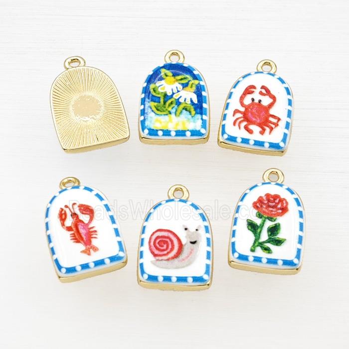 Copper Pendant Painted Gold Plated Mixed