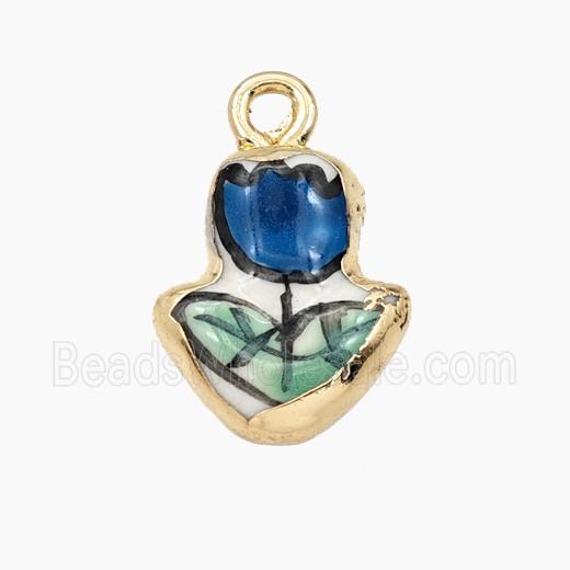 Porcelain Flower Pendant Painted