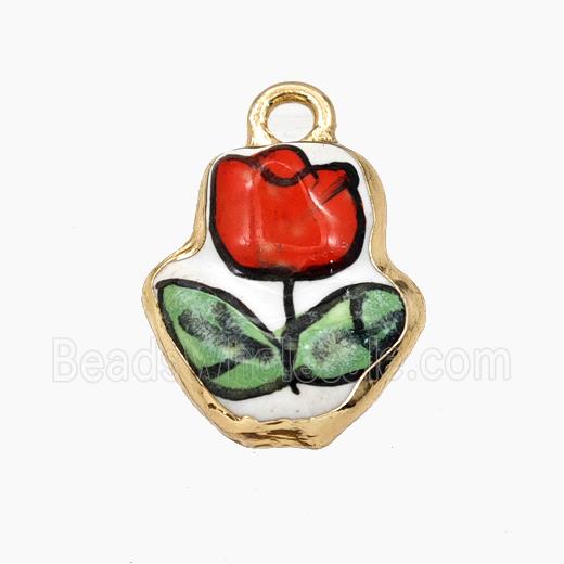 Porcelain Flower Pendant Painted