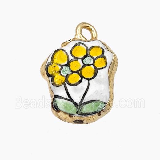 Porcelain Flower Pendant Painted