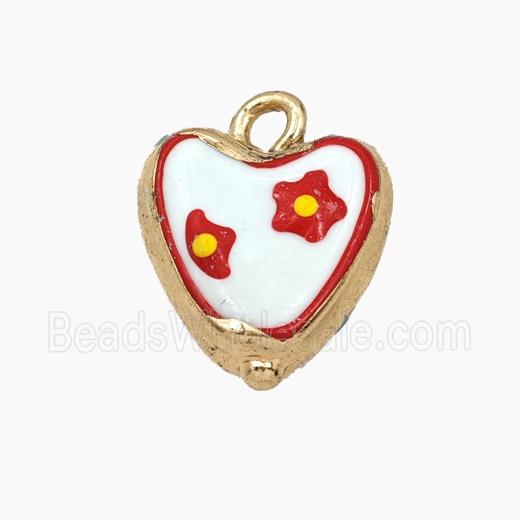 Porcelain Heart Pendant Flower Painted
