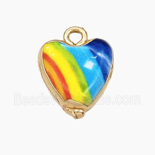 Porcelain Heart Pendant Rainbow Painted